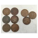 6 Indian Head pennies mixed year