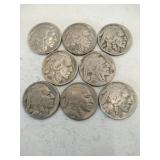 8 Buffalo nickels mixed years