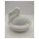 Westmoreland milk glass swan nesting dish
