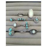 10 silver tone rings