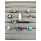 10 silver tone rings