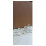 Candy dish with lid, glass horse sculptures made