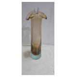 Art glass vase 11in brown blown glass