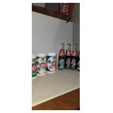 Cubs 1980s plastic mugs and ncaa coke bottles