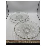 Clear glass pedestal serving platters
