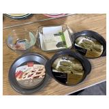 New metal pie pans, Anchor Hocking mixing bowl &