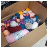 Extra large box of mostly new yarn. The box is