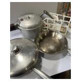 Presto pressure cooker, 2 10 inch pans, and