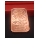 1 Ounce Walking Liberty Bar .999 Fine Copper
