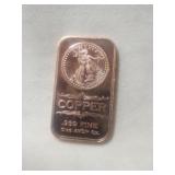 1 Ounce Of .999 Fine Copper BarLady Liberty