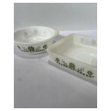 2 Glasbake white milk glass casserole dishs