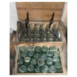 2 wooden crates of old bottles
