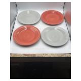 4 Homer Laughlin Fiesta dinner plates in gray and