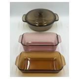 Anchor and Pyrex colored bread pans & Anchor