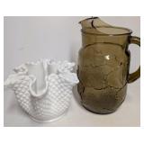 Vtg Westmoreland Handkerchief Milk Glass Vase &