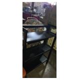 Black wooden shelving unit