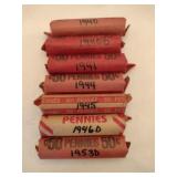 7 rolls wheat pennies