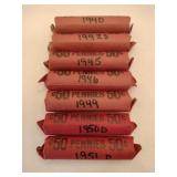 7 rolls wheat pennies mixed years