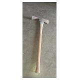 Pulaski axe with wooden handle