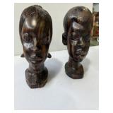 African ebony wood busts of a woman and a man