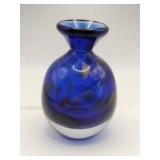 Blown glass mini Cobalt blue Bud vase 5 in