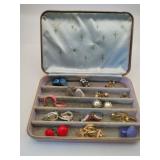 Vitamin jewelry box with14 pair vintage screw