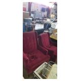 2 red wing back chair