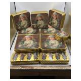 1986 Enesco Christmas Greetings Angel tin boxes