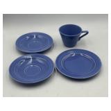 Homer Laughlin Harlequin teacup, saucers