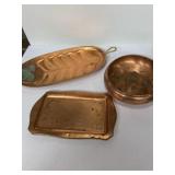 Copper serving trays and copper bowl