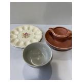 E&R American Artware ceramic deviled egg plate,