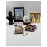 7" Shakespeare bust, snow globe & original
