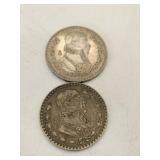 1957, 1965 Mexico 1  peso coins