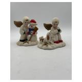 Pair of vintage Spain INC "Angel Snow" Christmas
