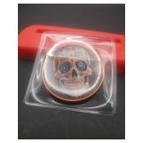 1 Ounce .999 Fine Copper RoundColorized Skull