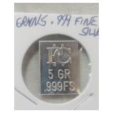 5 Grains Of .999 Fine Silver
