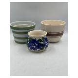 3 marked stoneware planters Haeger, Mexico, Lucky