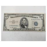 1953 off center Silver certificate $5