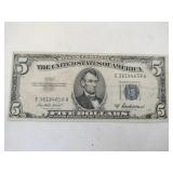 1953 off center Blue seal Silver certificate $5