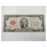 1928 large  letter Red seal $2 bill
