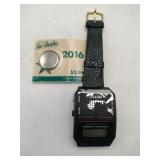 Vintage square digital talking watch with battery