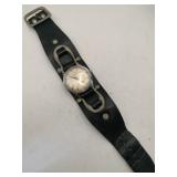 Vintage Clinton 17 jewel watch leather band