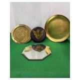 Brass Plate, Beveled Edge Mirror, Wall Cherub and