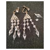 Silver Art Deco dangle teardrop screw back