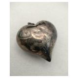 Silver large puffy heart pendant marked 925.