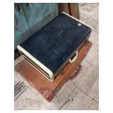 2 suite cases, navy & brown 21"W & 26"W