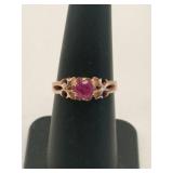 14K  rose gold Redstone ring unmarked size 6.