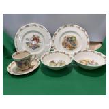 2 Bunnykins Plates, 2 Bowls and 1cup with saucer