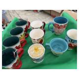 Pioneer Woman Mugs and Sugar Bowl 10 pcs total,