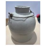 Stoneware Crock With Wire Bale Handle 7 1/2ï¿½x9ï¿½